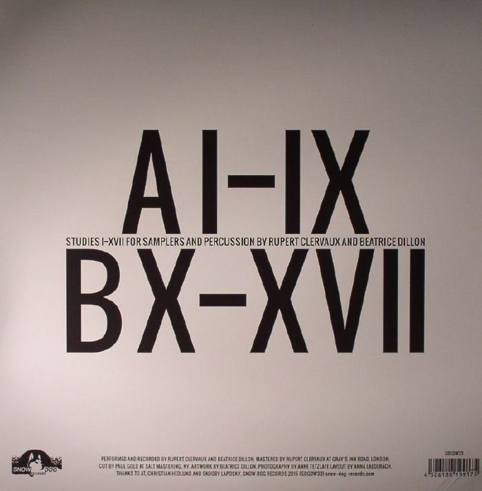 Rupert Clervaux & Beatrice Dillon - Studies I-XVII for Samplers and Percussion - LP - Image 2
