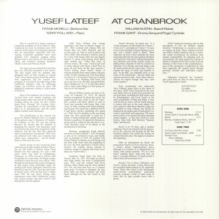 Yusef Lateef - Lateef At Cranbrook - LP - Image 2
